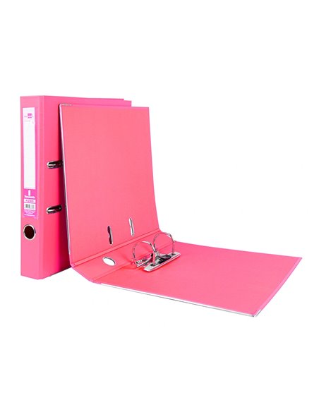 CLASSEUR LEVIER LIDERPAPEL A4 DOCUMENTA CARTON REMBORDÉ 1,9MM DOS 52MM RADO MÉTALLIQUE COLORIS ROSE