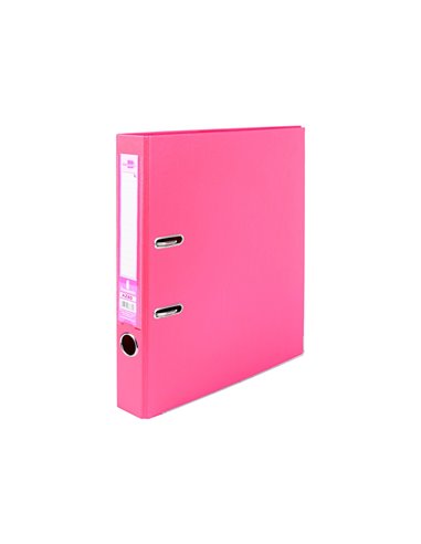 CLASSEUR LEVIER LIDERPAPEL A4 DOCUMENTA CARTON REMBORDÉ 1,9MM DOS 52MM RADO MÉTALLIQUE COLORIS ROSE