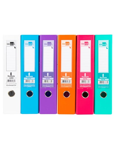 CLASSEUR LEVIER LIDERPAPEL A4 DOCUMENTA CARTON REMBORDÉ 1,9MM DOS 75MM RADO MÉTALLIQUE COLORIS ASSORTIS TRENDING