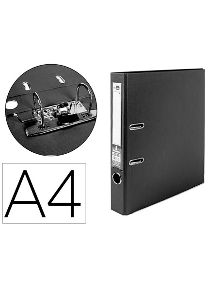 CLASSEUR LEVIER LIDERPAPEL A4 DOCUMENTA CARTON REMBORDÉ 1,9MM DOS 52MM RADO MÉTALLIQUE COLORIS NOIR