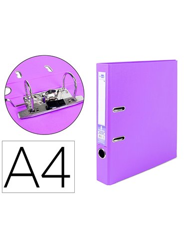 CLASSEUR LEVIER LIDERPAPEL A4 DOCUMENTA CARTON REMBORDÉ 1,9MM DOS 52MM RADO MÉTALLIQUE COLORIS LILAS