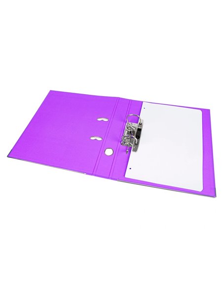 CLASSEUR LEVIER LIDERPAPEL A4 DOCUMENTA CARTON REMBORDÉ 1,9MM DOS 52MM RADO MÉTALLIQUE COLORIS LILAS