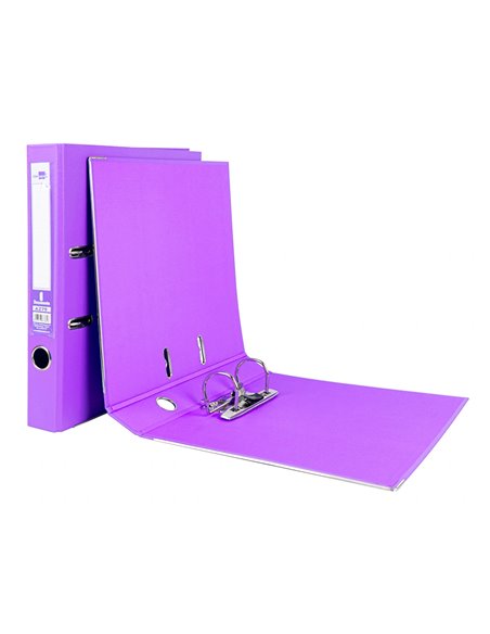 CLASSEUR LEVIER LIDERPAPEL A4 DOCUMENTA CARTON REMBORDÉ 1,9MM DOS 52MM RADO MÉTALLIQUE COLORIS LILAS