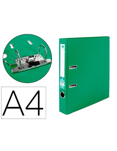 CLASSEUR LEVIER LIDERPAPEL A4 DOCUMENTA CARTON REMBORDÉ 1,9MM DOS 52MM RADO MÉTALLIQUE COLORIS VERT