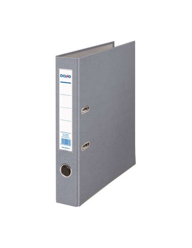 Classeur à levier Dohe - Dos 45 mm - Avec œillet, anneau et porte-cartes - Carton doublé polypropylène - Coins métalliques - Gri