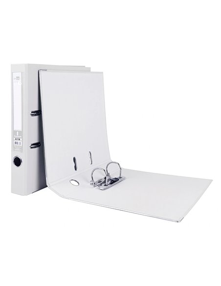 CLASSEUR LEVIER LIDERPAPEL A4 DOCUMENTA CARTON REMBORDÉ 1,9MM DOS 52MM RADO MÉTALLIQUE COLORIS BLANC