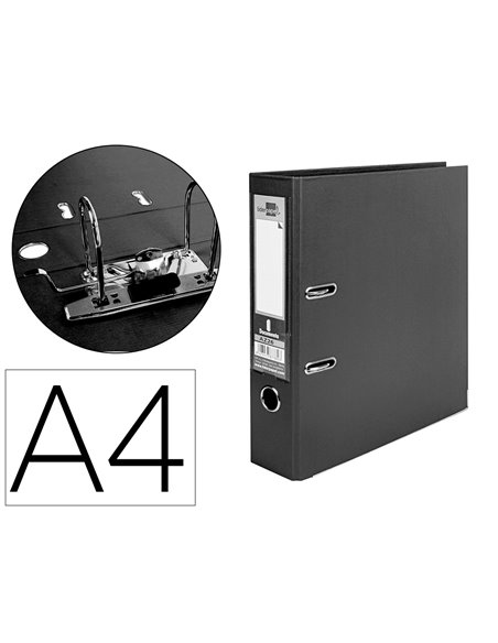 CLASSEUR LEVIER LIDERPAPEL A4 DOCUMENTA CARTON REMBORDÉ 1,9MM DOS 75MM RADO MÉTALLIQUE COLORIS NOIR