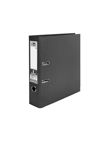 CLASSEUR LEVIER LIDERPAPEL A4 DOCUMENTA CARTON REMBORDÉ 1,9MM DOS 75MM RADO MÉTALLIQUE COLORIS NOIR