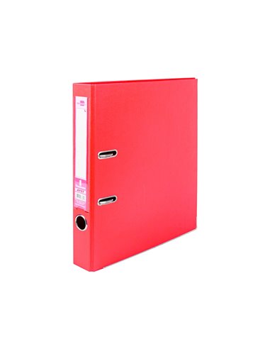 CLASSEUR LEVIER LIDERPAPEL A4 DOCUMENTA CARTON REMBORDÉ 1,9MM DOS 52MM RADO MÉTALLIQUE COLORIS ROUGE