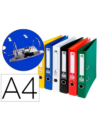 CLASSEUR LEVIER LIDERPAPEL A4 DOCUMENTA CARTON REMBORDÉ 1,9MM DOS 52MM RADO MÉTALLIQUE COLORIS ASSORTIS CLASSIQUES