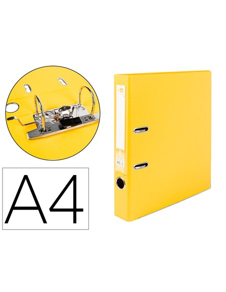 CLASSEUR LEVIER LIDERPAPEL A4 DOCUMENTA CARTON REMBORDÉ 1,9MM DOS 52MM RADO MÉTALLIQUE COLORIS JAUNE