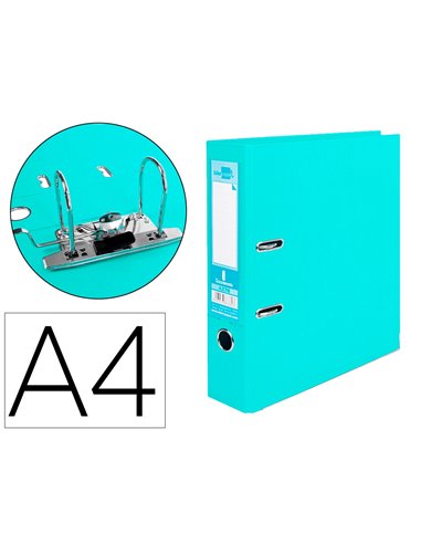 CLASSEUR LEVIER LIDERPAPEL A4 DOCUMENTA CARTON REMBORDÉ 1,9MM DOS 75MM RADO MÉTALLIQUE COLORIS VERT CLAIR