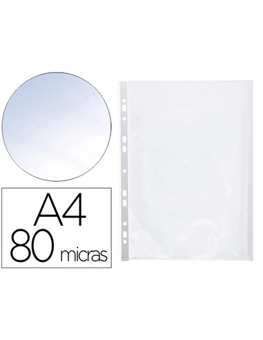 POCHETTE Q-CONNECT POLYPROPYLÈNE 8/100E PERFORÉE OUVERTURE ANGLE ANTISTATIQUE A4 210X297MM SACHET 25 UNITÉS