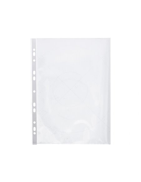 POCHETTE Q-CONNECT POLYPROPYLÈNE 8/100E PERFORÉE OUVERTURE ANGLE ANTISTATIQUE A4 210X297MM SACHET 25 UNITÉS