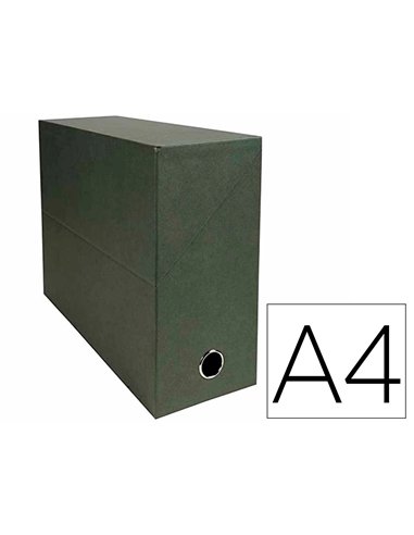 Boite transfert exacompta natural carton toile 14/10e 25x33cm dos 120mm oeillet prehension vert.