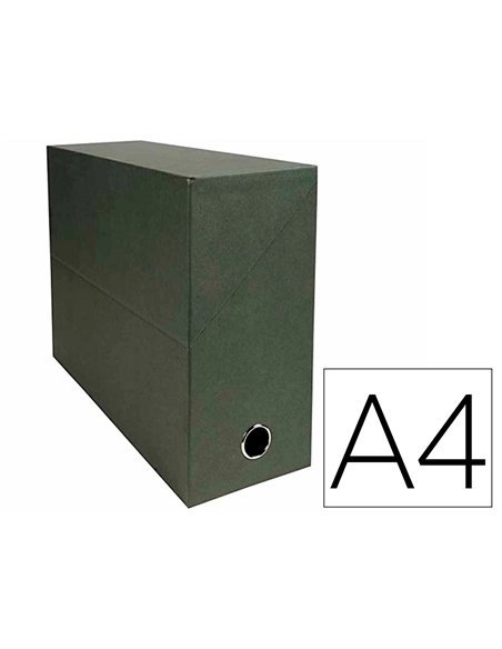 Boite transfert exacompta natural carton toile 14/10e 25x33cm dos 120mm oeillet prehension vert.