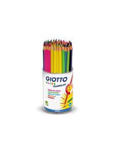 Pot crayons de couleur elios wood free giotto forme triangulaire resine sans bois 18cm mine 2mm 84 unites.
