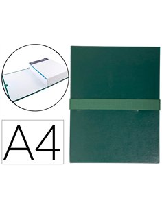 Chemise exacompta rabat en pied balacron a4 dos extensible 13cm sangle scratch coloris vert.