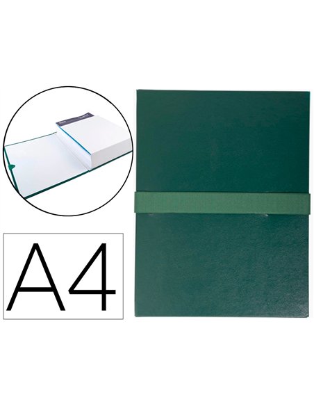 Chemise exacompta rabat en pied balacron a4 dos extensible 13cm sangle scratch coloris vert.