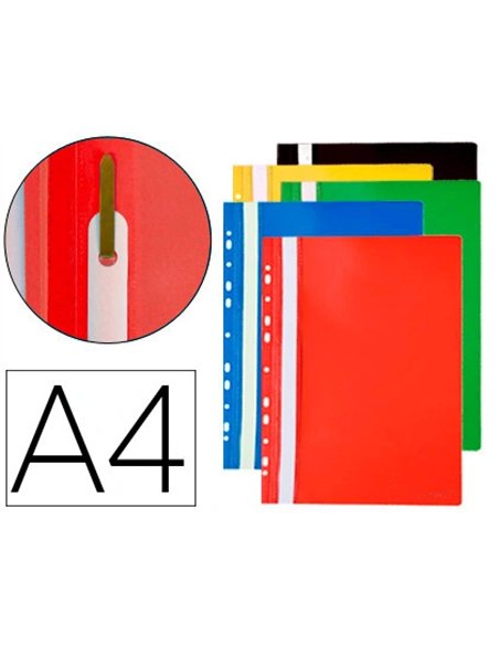 Chemise dossier q-connect à fastener pvc perforée a4 coloris assortis sachet 10 unités.