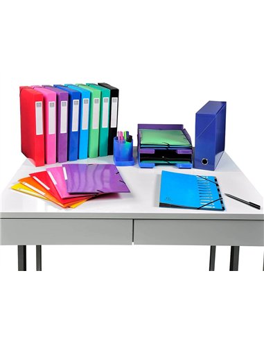 Boite transfert exacompta iderama carton recouvert papier toile 15/10e 25x33cm dos 90mm oeillet prehension.