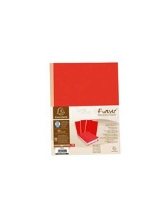 Chemise exacompta carte 240x320mm 320g documents a4 210x297mm soufflet dos toile 30mm coloris rouge paquet 25 unites.