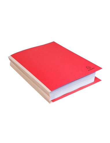 Chemise exacompta carte 240x320mm 320g documents a4 210x297mm soufflet dos toile 30mm coloris rouge paquet 25 unites.