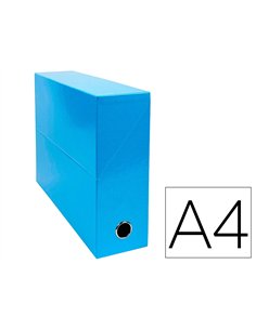 Boite transfert exacompta iderama carton pellicule 15/10e a4 25x33cm dos 90mm oeillet prehension turquoise.