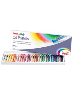 Pastel huile pentel corps rond enrobage papier non salissant diamètre 8mm boîte 25 unités. 2