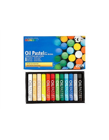 Pastel huile mungyo 70mm pigmentation extra-fine texture onctueuse pouvoir couvrant diamètre 18mm boîte 12 unités.