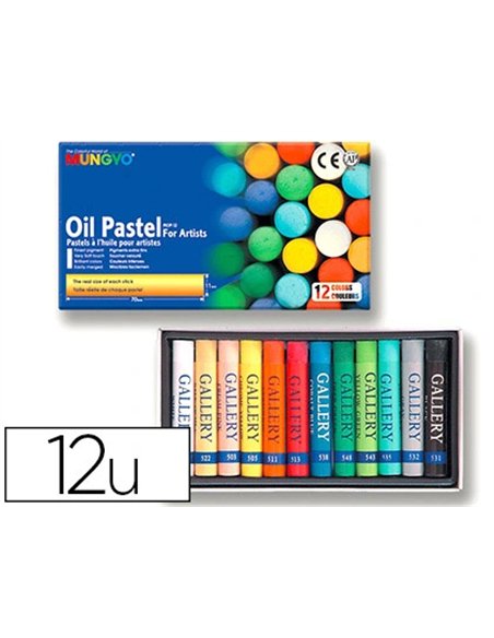 Pastel huile mungyo 70mm pigmentation extra-fine texture onctueuse pouvoir couvrant diamètre 11mm boîte 12 unités.