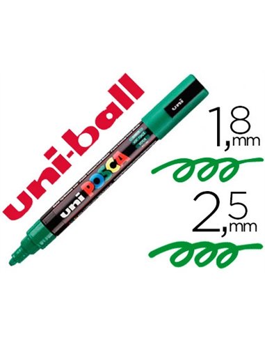 Marqueur posca pc5m gouache encre inodore toutes surfaces pointe moyenne conique couleur opaque couvrante vert foncé.