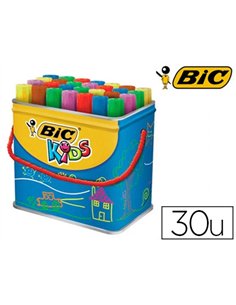 Marqueur bic kids décoralo inodore inséchable air pointe ogive indéformable bloquée couleurs très vives pot 30 unités.