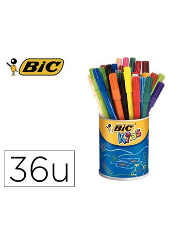 Lot bic kids visa 880 6 pots de 36 feutres pointe fine dont 1 gratuit coloris assortis.