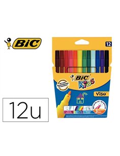 Lot bic kids visa 880 25 pochettes de 12 feutres pointe fine dont 5 gratuites coloris vifs assortis.