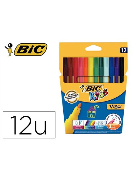 Lot bic kids visa 880 25 pochettes de 12 feutres pointe fine dont 5 gratuites coloris vifs assortis.