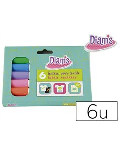 Feutre textile fun oz international diam's pointe bloquée séchage rapide coloris assortis pochette 6 unités.