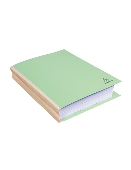 Chemise exacompta carte 240x320mm 320g documents a4 210x297mm soufflet dos toile 30mm coloris vert paquet 25 unites.