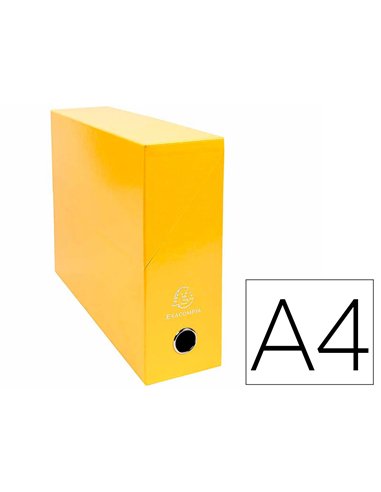 Boite transfert exacompta iderama carton recouvert 15/10e 25x33cm dos 90mm jaune.