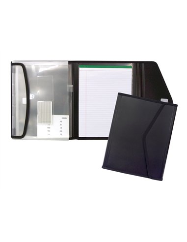 Porte-documents beautone polypropylène 5 pochettes bloc-notes fermeture velcro a4 210x297mm coloris noir.