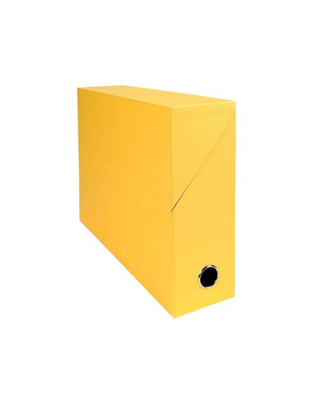 Boite transfert exacompta iderama carton recouvert papier toile 15/10e a4 25x33cm dos 90mm oeillet jaune.