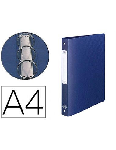 Classeur oxford memphis 4 anneaux ronds 30mm polypropylène 10/10e dos 40mm étiquette dos coloris bleu.