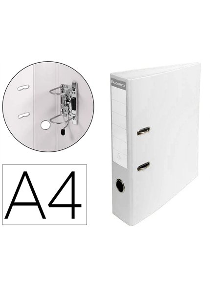Classeur levier exacompta carton recouvert pvc a4 32x29cm dos 7cm étiquette porte-étiquette coloris blanc.