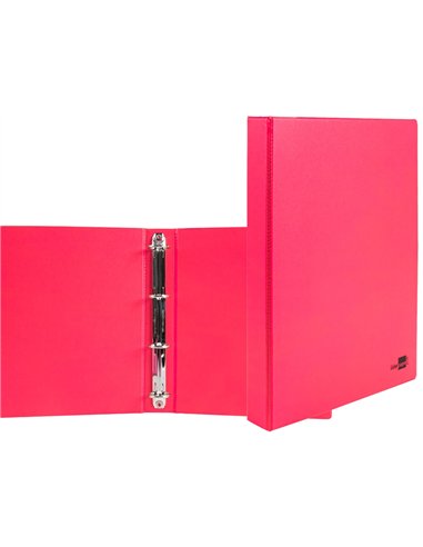 Classeur liderpapel 4 anneaux ronds 25mm a4 carton rembordé pvc coloris fuchsia.