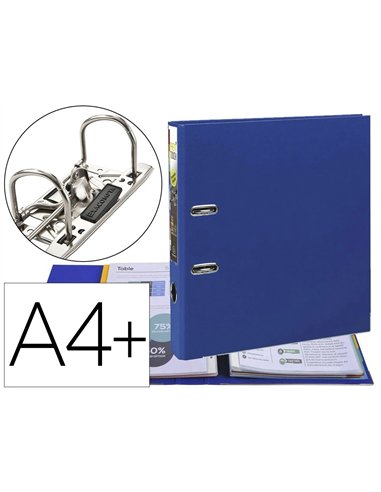 Classeur à levier exacompta prem'touch a4+ polypropylène dos 50mm coloris bleu foncé.