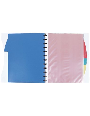 Protege-documents liderpapel personnalisable kangourou 40 pochettes amovibles 5 intercalaires a4 transparent.