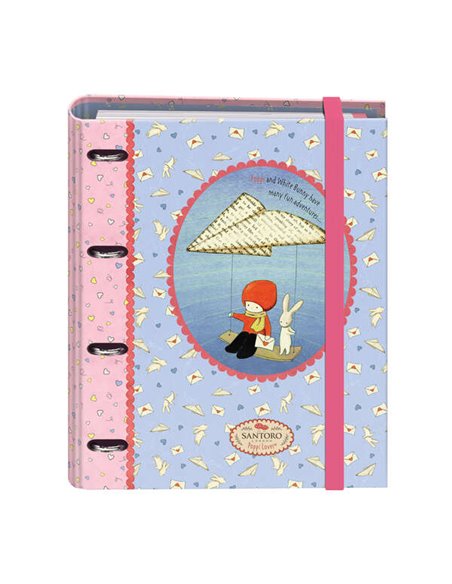 Classeur 4 anneaux Dohe Santoro Poppi Loves Messenger, format A4, avec recharge de 100 feuilles, 4 intercalaires colorés, fermet