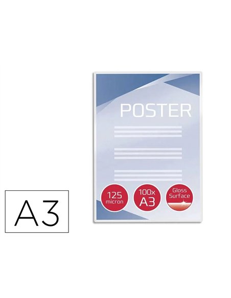 Pochettes plastification gbc a3 125 microns boite de 100 unites.