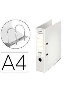 Classeur levier esselte chromos plus a4 polypropylène griffes blocage dos 80mm grand porte-étiquette coloris blanc.