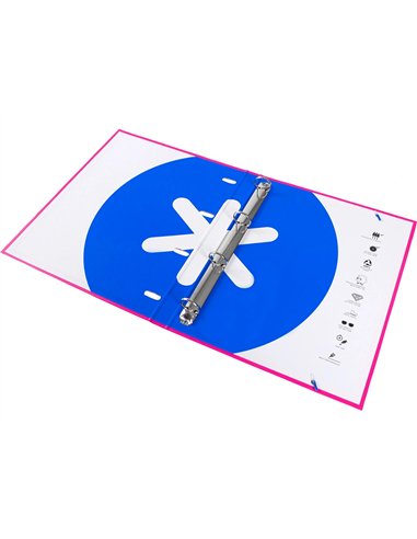 Classeur antartik 4 anneaux ronds 25mm a4 carton rembordé feuillets mobiles quadrillage 5mm coloris rose.
